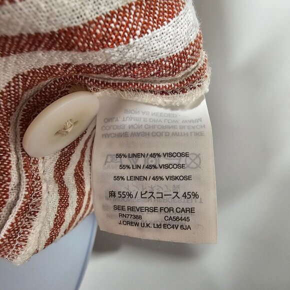 Madewell Striped Button-Back Dress Linen Blend Casual Neutral Women's XXS - Picture 7 of 10